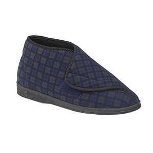 Comfylux Mens James Check Velcro Boot Slippers /Booties /Indoor Footwear /Shoes